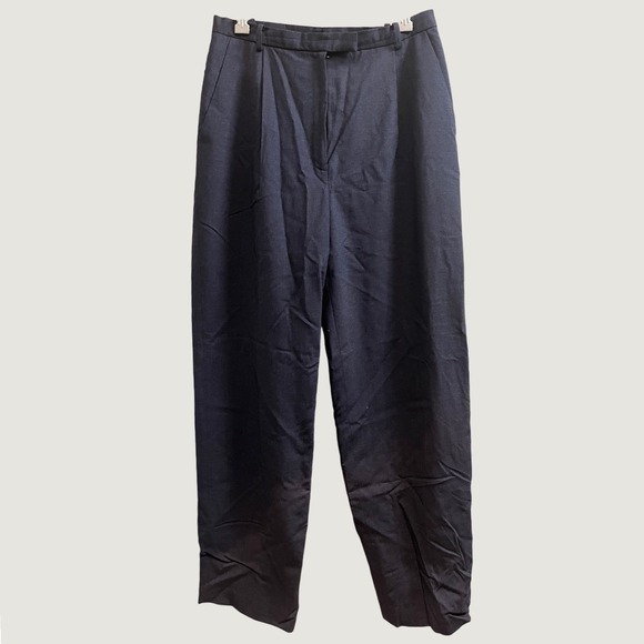 Caslon Pants - Caslon Pleated Wool Blend Trousers Womens 8 Dark Grey High Rise Straight Leg